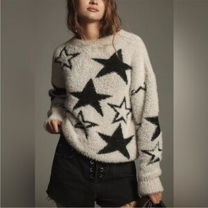 Anthropologie Star Patterned Eyelash Sweater